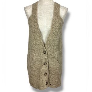 Free People Marled beige Jumper Vest knit button front tan cottagecore rustic